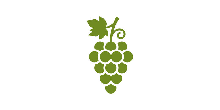 Green grape bunch fruit icon with transparent background for food labels.