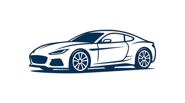 Modern sports car vector line art illustration isolated on a white background coupe side view profile sleek automotive design logo icon sticker graphic element.
