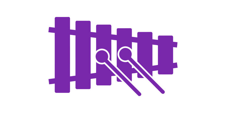 Xylophone musical instrument icon in purple for kids education fun hobby.