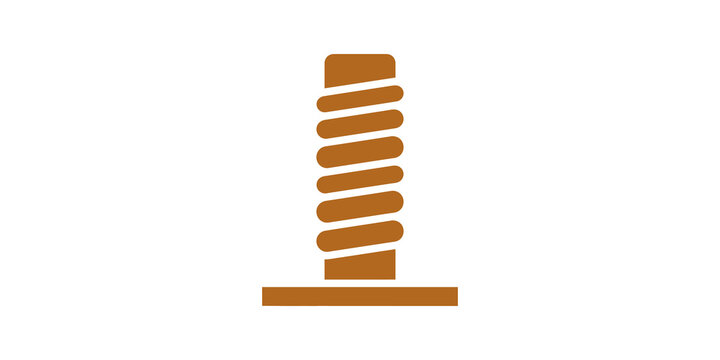 Brown metal coil spring icon with base for mechanical engineering designs.