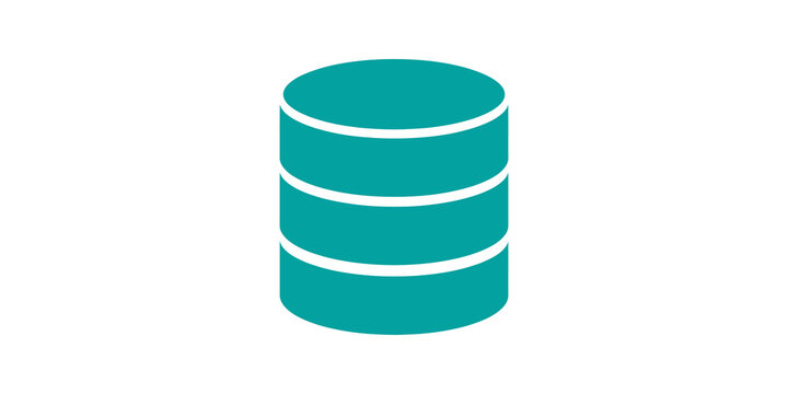 Database server storage icon with teal layers for cloud information systems.