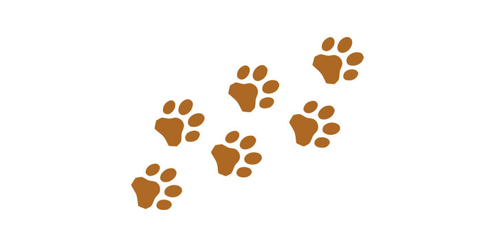 Brown animal paw prints pattern for pet care and wildlife tracking design.