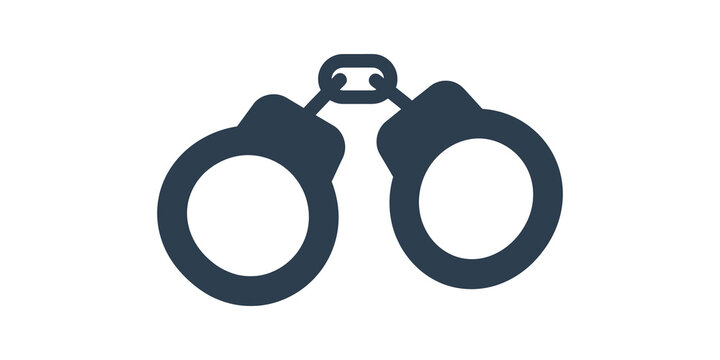 Metal handcuffs isolated graphic dark grey shape for law enforcement use.