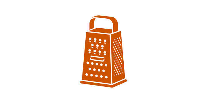 Orange kitchen grater flat icon culinary tool for cooking food preparation.