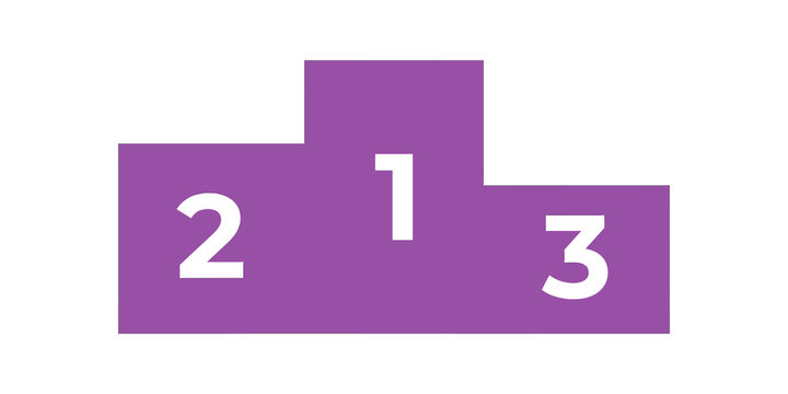 Purple winners podium flat icon with transparent background for awards.