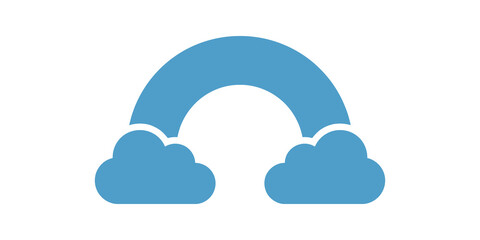 Obraz premium Rainbow with clouds icon showing weather element for climate atmosphere.