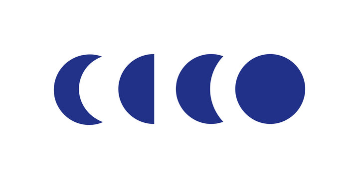Lunar phases cycle icon showing moon progression for astronomy analysis.
