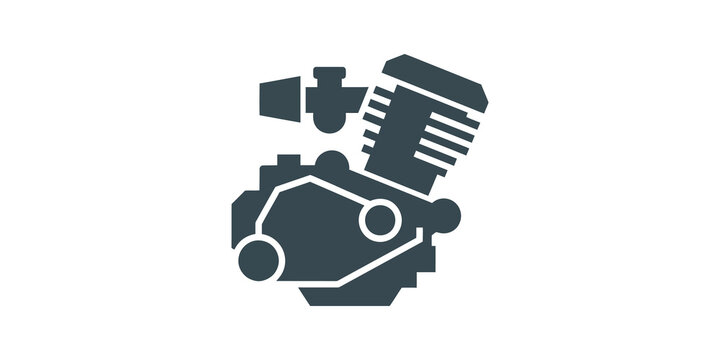 Industrial motor engine icon showing mechanical parts for machine power.
