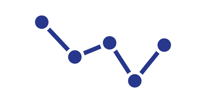 Line graph blue flat icon illustrating financial growth for data reports.