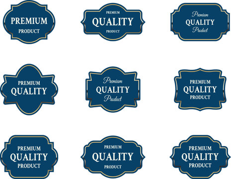 Luxury vintage label set with ornamental flourishes and refined shapes. Badges for premium packaging, sophisticated branding and product presentation. Vector tags for elegant and exclusive designs.