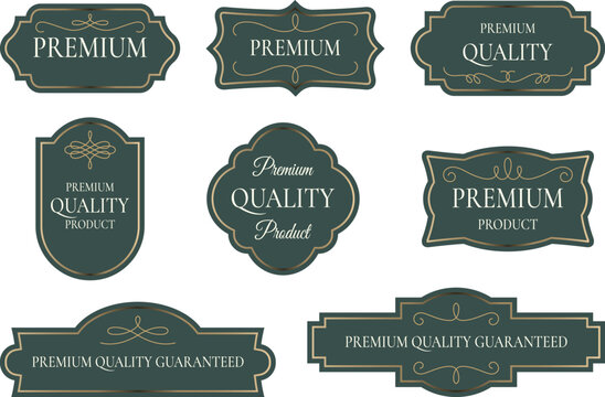 Classic decorative label collection with luxury style. Vector badges for premium product design. Vintage signs for upscale skincare, perfume, gourmet products and beverages