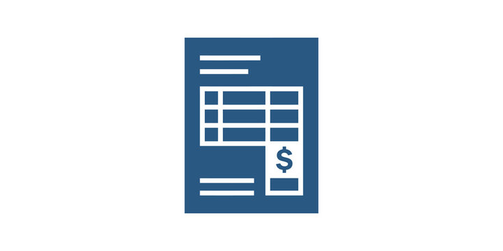 Document invoice flat icon blue design for business accounting paperwork.