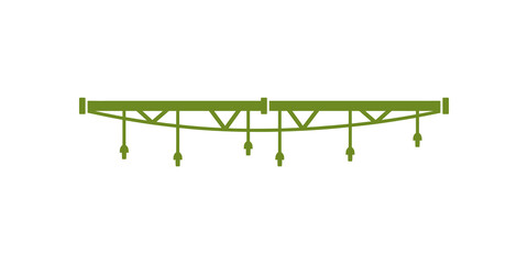 Green agricultural spray boom icon for farming and crop irrigation system. © SAJID