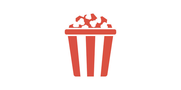 Red popcorn bucket flat icon isolated on transparent background for snack.