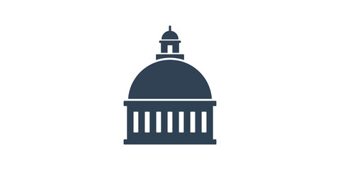 Dark building dome architecture icon for government and institutional use. © SAJID