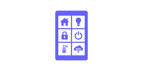 Fototapeta premium Smart home digital interface control panel violet modern technology system.