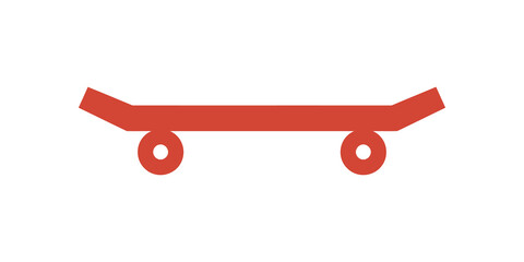 Red skateboard icon with wheels for extreme sports and urban lifestyle art. © SAJID