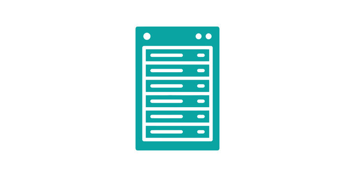 Server rack database icon for cloud storage and digital network security.