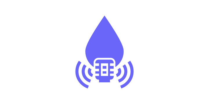 Purple audio wave drop shape flat icon for sound and podcast technology.