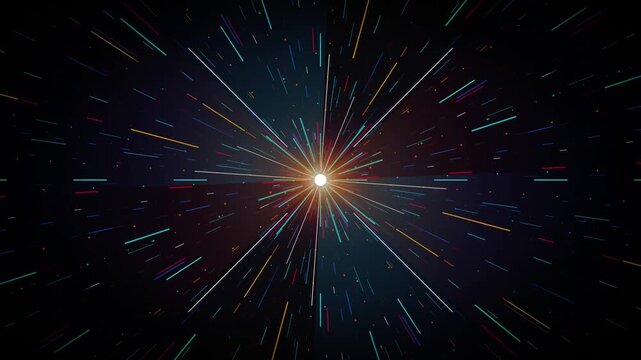 Abstract hyperspace warp speed background, with glowing colorful, light streaks and, particle trails for, sci-fi motion