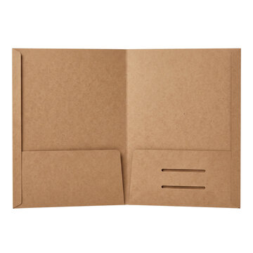 Open kraft paper presentation folder mockup