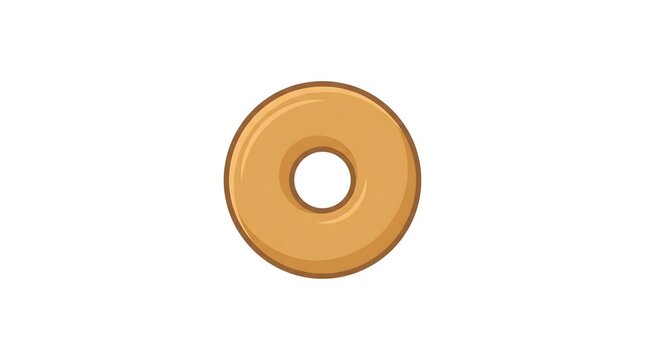 A simple plain glazed donut with a hole in the center, isolated on a clean white background, vector illustration style