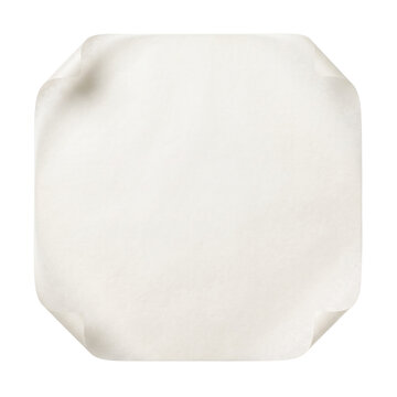 Blank white square paper with four curled corners
