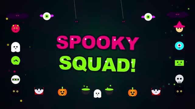 Spooky squad retro pixel art halloween background