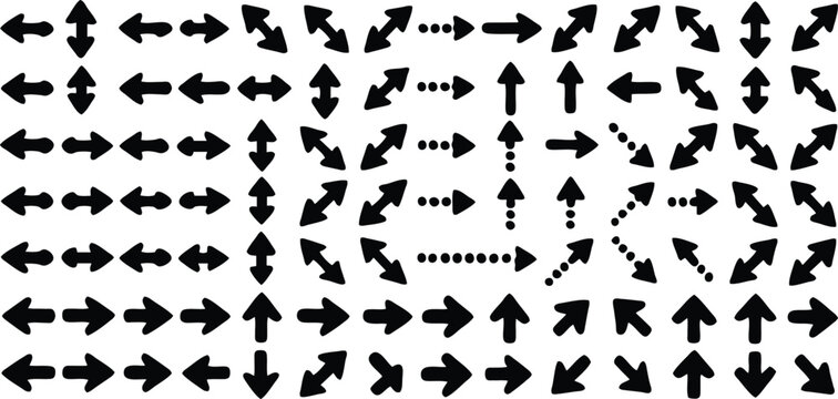 Set of hand drawn vector arrow illustrations featuring diverse shapes and orientations for intuitive navigation and creative graphic design projects