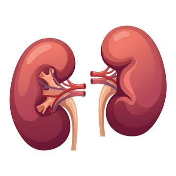 human kidney anatomy pair detailed vector illustration showing internal cross section and external renal organ structure isolated on white background for medical education infographic graphic design