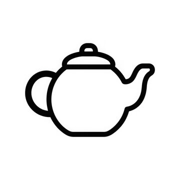 Minimalist outline icon of teapot for beverage service websites and kitchen applications