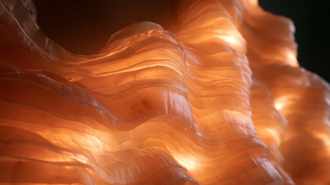 Abstract Warm Glowing Layered Waves Background