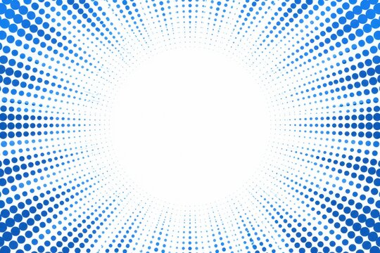 Blue halftone radial burst backdrop for comic book covers, superhero promotions, and pop art layouts