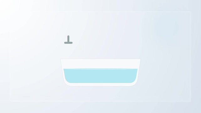 Minimalist vector illustration of a modern bathtub with faucet