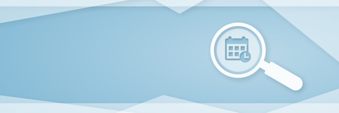 This professional header features a magnifying glass examining a calendar icon, representing legal time limits, statutory deadlines, and compliance planning in law fields.
