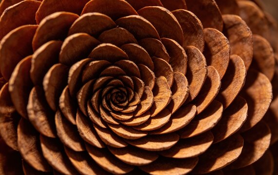 Abstract Pinecone Scale Pattern, Spiral Woody Brown Caramel Fibonacci