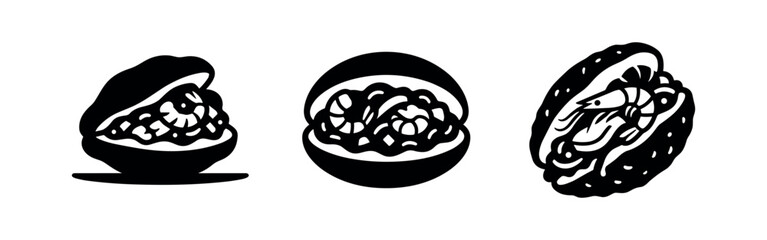 Fototapeta premium Set of seafood sandwich and lobster roll icons