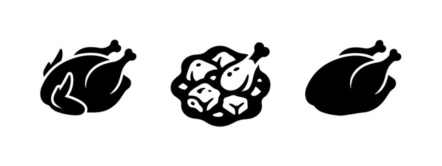 Obraz premium Roasted chicken icons set
