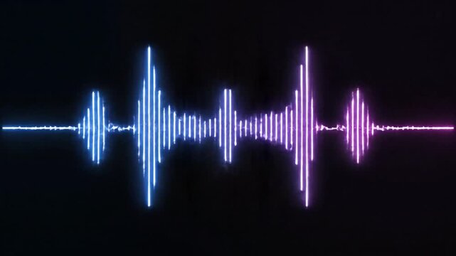 Abstract sound waveform neon glow digital audio visualizer