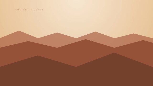 Minimalistic desert landscape with geometric mountain shapes