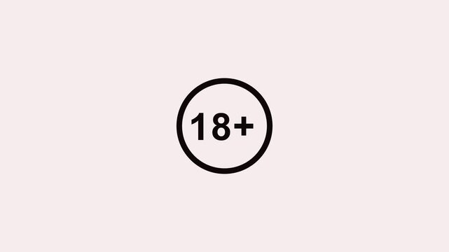 18 Plus Age Restriction Symbol Animation on Light Background