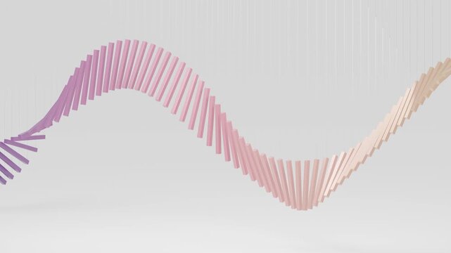 DNA wave loop science helix pink purple molecular bars background moves in a rhythmic sinusoidal form on white with soft shadows for biotechnology education genetics research and medical presentations