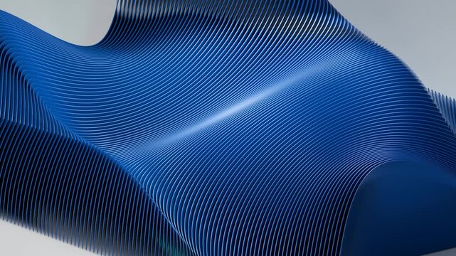 Cobalt lamella wave loop abstract blue parametric sculpture flowing background shows layered vertical fins bending into organic curves for architectural concepts technology branding and event screens