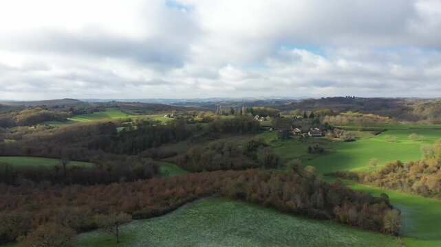 Aerial view of French countryside