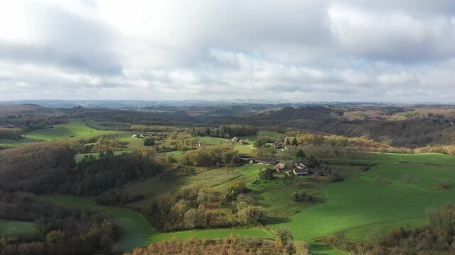 Aerial view of French countryside