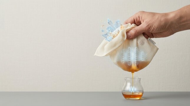 A person?s hand holding a tea bag representing the distillation of ai knowledge into a smaller efficient model