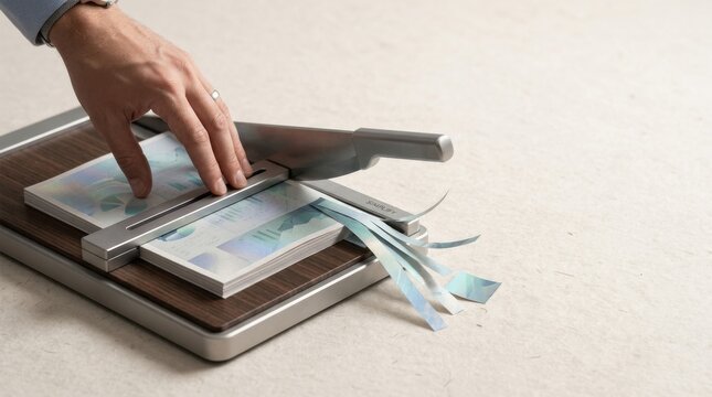 Person cutting paper representing strategic simplification by removing low-value complexity for clearer operations