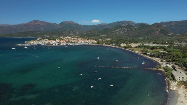 Aerial view of Saint Floren bay, Corsica, France