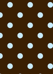 Light Blue Polka Dots on Dark Brown Background © Annie