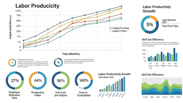 Business Performance Dashboard: Labor Productivity Growth, Skill Set Efficiency, and Key Metrics